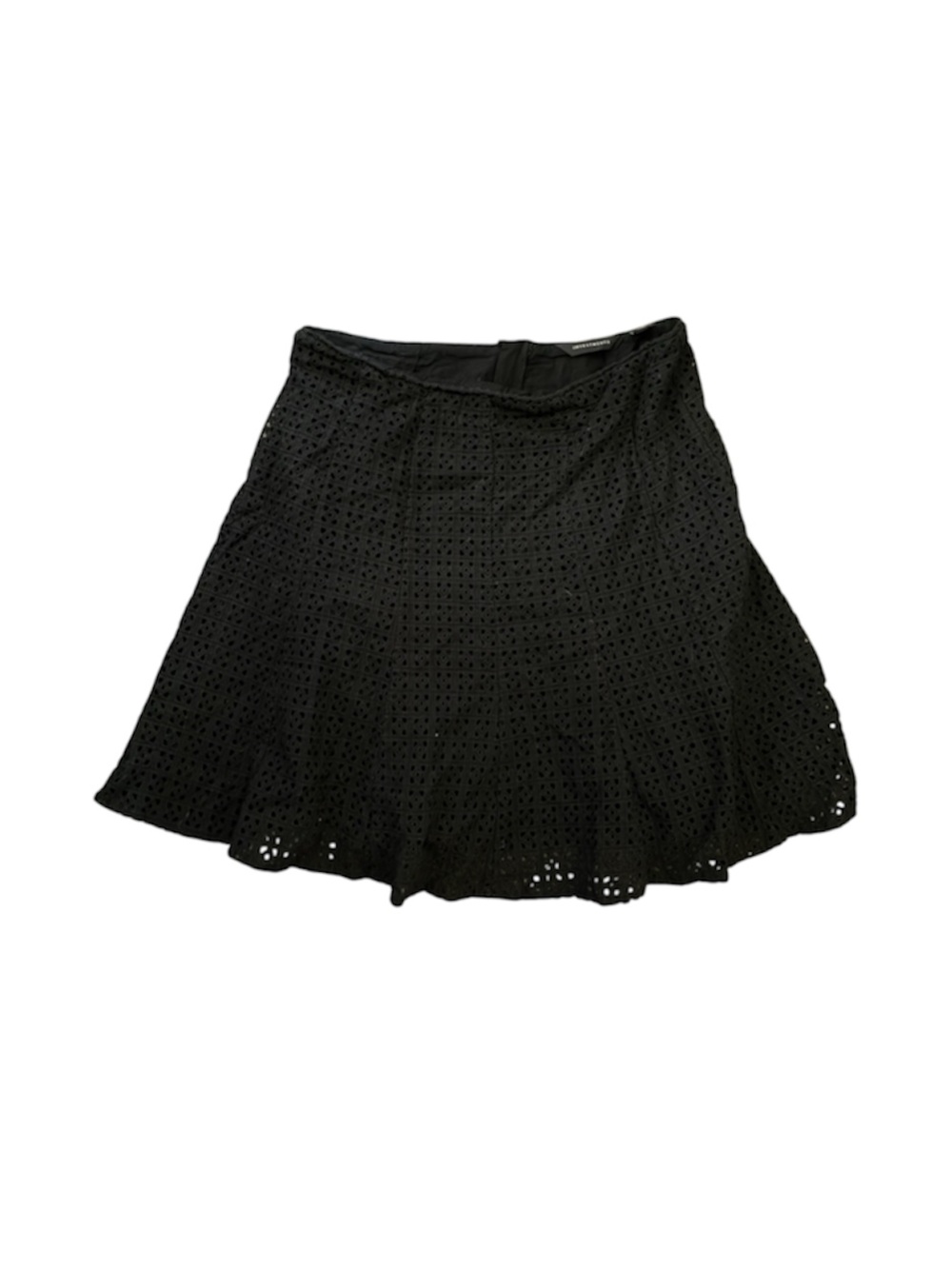 Investments Eyelet A-Line Skirt Textured Cotton Black 12